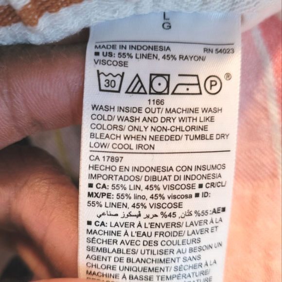 Old Navy colorful Striped pants pull-on elastic drawstring linen blend Women's L - Picture 8 of 11